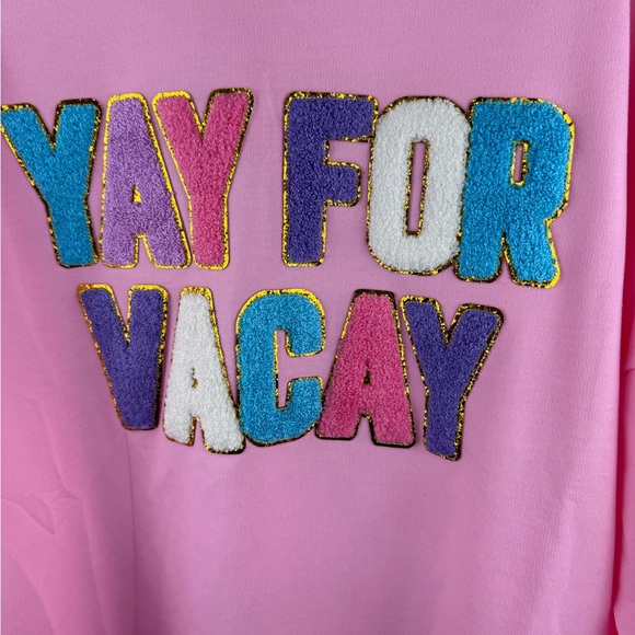 NWT - Women’s Simply Southern Yay For Vacay Sweatshirt - Size Large - Pink - Picture 5 of 6